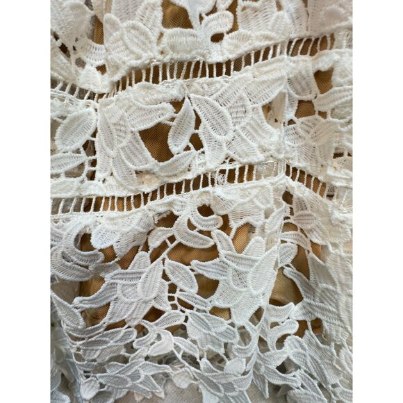 Wyatt Correction Women's Crochet Lace Floral Dress Stretch Size M White Back Zip - Picture 14 of 14